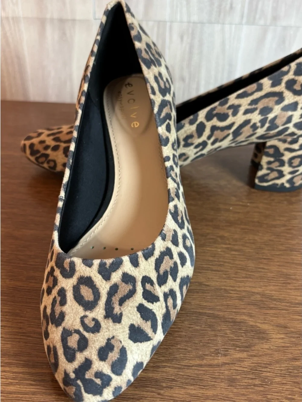 Easy Spirit Evolve Leopard Print Block Heel Pumps - Tan/Black Size 7.5